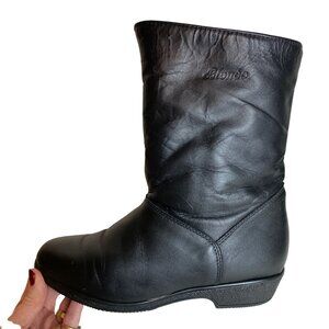 Blondo Womens Leather Boots 5.5B Black Mid-Calf Zipper Closure Wool Lined Canada